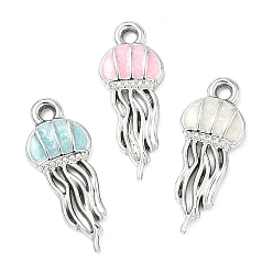 Платина Подвески из эмали и сплава, медузы прелести, платина, 23.5x9.5x2.5 мм, отверстие : 1.6 мм