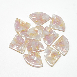 Lilac Cellulose Acetate(Resin) Pendants, Fan, Lilac, 21.5x29x2.5mm, Hole: 1mm