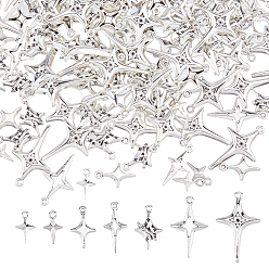 Античное Серебро 210 шт. 7 стили тибетские стили подвески из сплава, звезды прелести, античное серебро, 14.5~32x9~20x1.5~5 мм, отверстие : 1.4~1.8 мм, 30 шт / стиль