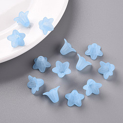 Light Blue Transparent Acrylic Beads, Frosted, Flower, Light Blue, 17.5x12mm, Hole: 1.5mm, about 770pcs/500g