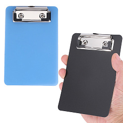 Mixed Color 2Pcs 2 Colors Rectangle PP Plastic & Iron Clipboards, Standard Clip Hardboard, for Classroom & Office, Mixed Color, 150x100x1.5~10mm