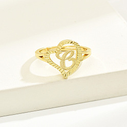 Letter C Латунные алфавитные регулируемые кольца для женщин, без кадмия, без никеля и без свинца, с сердцем, буква С, 17 мм, размер США 6 1/4 (16.7 мм)