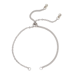 Нержавеющая Сталь Цвет 304 изготовление браслета-слайдера из витой цепи из нержавеющей стали, не тускнеет, цвет нержавеющей стали, 9.45 дюйм (24 см)