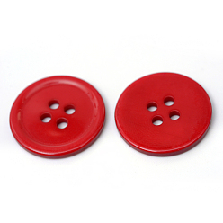 FireBrick 4-Hole Plastic Buttons, Flat Round, FireBrick, 22x2mm, Hole: 2mm