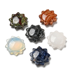 Смешанные камни Резные статуэтки целебного солнца из натуральных и синтетических драгоценных камней, Украшения из камня с энергией Рейки, 28x28~29x9~10 мм