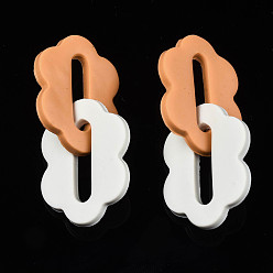 Sandy Brown Handmade Polymer Clay Linking Rings, Double Oval Flower, Sandy Brown, 51mm, Ring: 32x24x3mm