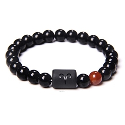 Овен Эластичные браслеты лэмпворк из бисера, созвездий, Овен, 7-1/8 дюйм (18 см)