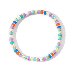Разноцветный Лето 304 браслеты из нержавеющей стали и полимерной глины ручной работы с бусинами хейши., красочный, внутренний диаметр: 6.89 дюйм (17.5 см)