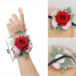 Красный Корсаж на запястье из шелковой ткани с имитацией цветка, ручной цветок для невесты или подружки невесты, свадьба, партийные украшения, красные, 130x90 мм