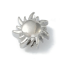 Платина Стойки обшивки латунные бусины, долговечный, без свинца и без кадмия, солнце, платина, 9.5x9.5x6 мм, отверстие : 1.6 мм