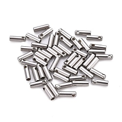 Нержавеющая Сталь Цвет Устойчивы к потускнению 201 наконечники шнура из нержавеющей стали, Торцевые крышки, колонка, цвет нержавеющей стали, 7x2 мм, отверстие : 1 мм, внутренний диаметр: 1.6 мм
