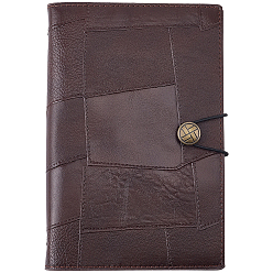 Coconut Brown Vintage PU Leather Binder Travel Journal, Refillable Notebook with Button Closure, Reectangle, Coconut Brown, 195x130x24mm