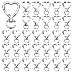 Платина 60шт. поворотные застежки из сплава в форме сердца, платина, 42x26 мм, отверстие : 11 мм
