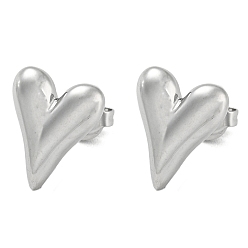 Нержавеющая Сталь Цвет Не тускнеют 304 серьги-гвоздики из нержавеющей стали, сердце, цвет нержавеющей стали, 14x12 мм