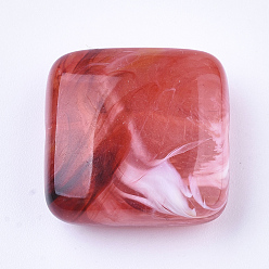 Красный Акриловые бусины, имитация драгоценных камней, квадратный, красные, 20x20x8.5 мм, Отверстие : 1.5 мм , около 160 шт / 500 г