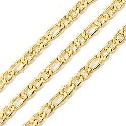 Настоящее золото 18K 10 ионное покрытие (IP) 304 цепи Фигаро из нержавеющей стали, несварные, с катушкой, реальный 18 k позолоченный, 9x4.5x1.5 мм и 7x4.5x1.5 мм, около 32.81 футов (10 м) / рулон