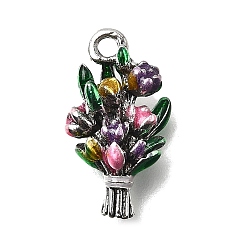 Разноцветный Подвески из эмали и сплава, цветок, красочный, 16x9x5.5 мм, отверстие : 1.6 мм