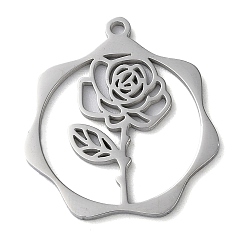 Нержавеющая Сталь Цвет Не тускнеющие 304 подвески из нержавеющей стали, цветок, цвет нержавеющей стали, 23.5x21.5x1 мм, отверстие : 1.5 мм
