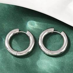 Нержавеющая Сталь Цвет 202 серьги-кольца для полировки из нержавеющей стали, 316 хирургический штифт из нержавеющей стали, цвет нержавеющей стали, 28x5 мм, штифты : 1 мм