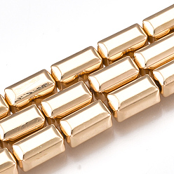 Светло-Золотое Покрытие Гальванизировать немагнитных синтетический гематит бисер пряди, кубоид, свет позолоченные, 8x4x4 мм, отверстие : 1 мм, около 51 шт / нитка, 16.1 дюйм