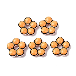 Оранжевый Стеклянные эмалевые бусины ручной работы, цветок, окрашенная и подогревом, оранжевые, 24x24.5x7~8 мм, отверстие : 5.8 мм