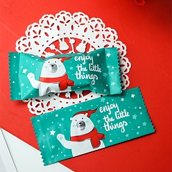 Green Christmas Theme Plastic Heat Seal Candy Packing Bags, Bakeware Accessoires, Snowman Pattern, Green, 95x40mm, 100pcs/bag