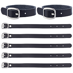 Черный Ремешок для часов из воловьей кожи, ремешок для часов, подходят слайд-подвески, с железными застежками, платина, чёрные, 20.5x1.2x0.2 см