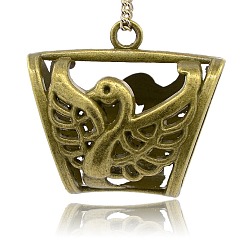 Antique Bronze Tibetan Style Alloy Tube Bails, Loop Bails, Scarf Bail Beads, Tube with Swan Pattern, Nickel Free, Antique Bronze, 35x39x19mm, Hole: 4mm, Inner Diameter: 13x25mm
