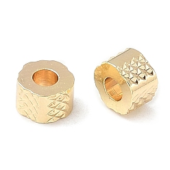 Золотой Латунные бусины, долговечный, текстурированная колонка, золотые, 4.5x4.5x3 мм, отверстие : 2 мм