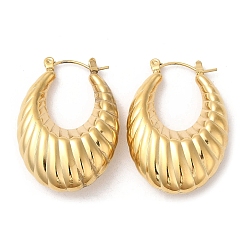 Настоящее золото 14K Ионное покрытие (ip) 304 толстые серьги-кольца из нержавеющей стали, круассан, реальный 14 k позолоченный, 34x24x10 мм