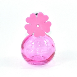 Magenta Flower Glass Spray Bottle, for Essential Oils, Perfume, Magenta, 4.6x7cm, Capacity: 30ml(1.01fl. oz)