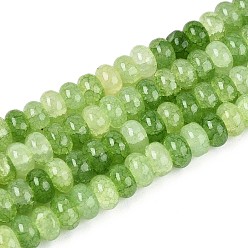 Зеленый лайм Стеклянные бусины, имитация оливин, рондель, окрашенные, зеленый лайм, 8~8.5x4.5~5 мм, отверстие : 1~1.2 мм, около 155~159 шт / нитка, 30.12~31.30 дюйм (76.5~79.5 см)
