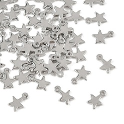Platino Dijes de latón Shegrace, encantos estrella, sin cadmio, plomo, níquel, larga duración plateado, Platino, 7x5x1 mm, agujero: 0.8 mm