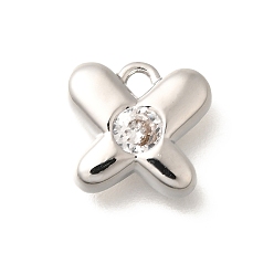 Платина Латунные микро проложить кубического циркония прелести, без кадмия, без никеля и без свинца, бабочка, платина, 9x10x2.5 мм, отверстие : 1.5 мм