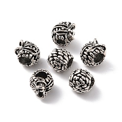 Antique Silver Alloy European Beads, Pine Cone, Antique Silver, 10.5x9.5x9.5mm, Hole: 5mm