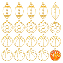 Golden 24Pcs 4 Style Alloy Open Back Bezel Pendants, for DIY UV Resin, Epoxy Resin, Pressed Flower Jewelry, Mixed Shapes, Cadmium Free & Lead Free, Golden, 6pcs/style