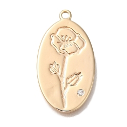 October Calendula Латунные микро проложить кубического циркония подвески, без кадмия, без никеля и без свинца, подвески-цветы на день рождения, октябрьская календула, 26x14x1 мм, отверстие : 1.2 мм