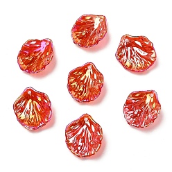 Красный 50 шт прозрачные акриловые подвески, с покрытием AB цвета, лист, красные, 19.5x17x4.5 мм, отверстие : 1.4 мм