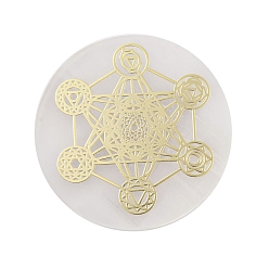 Star Flat Round Natural Selenite Slice Coasters, Reiki Stone for Chakra Balance, Crystal Healing , Star, 59.5~64x6.5~8mm