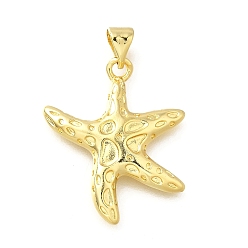 Настоящее золото 18K Латунные подвески, морская звезда, стойки покрытие, долговечный, без свинца и без кадмия, реальный 18 k позолоченный, 22.5x21x3 мм, отверстие : 3.7x4 мм
