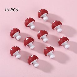 Roja 10piezas de cuentas focales de silicona en forma de hongo, rojo, 18 mm, agujero: 2 mm