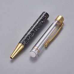 Black Creative Empty Tube Ballpoint Pens, with Black Ink Pen Refill Inside, for DIY Glitter Epoxy Resin Crystal Ballpoint Pen Herbarium Pen Making, Golden, Black, 140x10mm