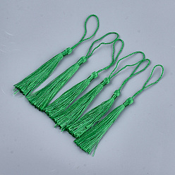 Зеленый Полиэстер кисточка большие подвесные украшения, зелёные, 80~90x6~7 мм