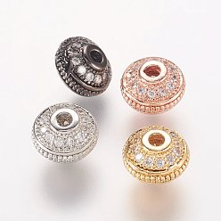 (52) Непрозрачная лаванда Латунные микро проложить кубического циркония бусы, рондель, разноцветные, 7x5 мм, отверстие : 1 мм