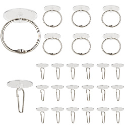 Белый Прозрачная присоска присоска, с самоклеящимися крючками-вешалками из полипропилена и железными кольцами-переплетчиками для книг с отрывными листами, белые, 22x18 мм