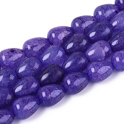 Индиго Выпечки нарисованные потрескивание стеклянные бусины пряди, слеза, индиговые, 13~13.5x9.5~10 мм, отверстие : 1.2~1.4 мм, около 54~60 шт / нитка, 28.35~30.71 дюйм (72~78 см)