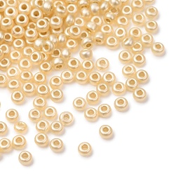 Золотистый 10г серебристые стеклянные бисеринки, маленькие бусины для изготовления ювелирных изделий, круглые, золотые, 12/0, 2~2.5x1.5 мм, отверстие : 0.8 мм