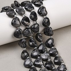 Larvikite Натуральные нити бус из ларвикита, пухлое сердце, Топ пробуренной, с бисером, 10.7~11.5x11.6~12.3x5.4~6.3 мм, отверстие : 1.2~1.3 мм, около 28 шт / нитка, 15.75'' (40 см)