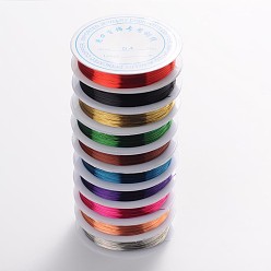 Mixed Color Round Copper Jewelry Wire, Lead Free & Cadmium Free & Nickel Free, Mixed Color, 26 Gauge, 0.4mm, about 32.8 Feet(10m)/roll
