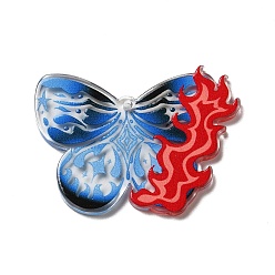Royal Blue Printed Acrylic Pendants, Butterfly, Royal Blue, 29x38.5x2mm, Hole: 1.6mm